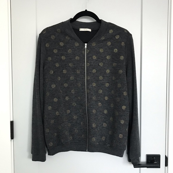 Poppy & Dot Sweaters - Grey Jacket With Gold Dots
